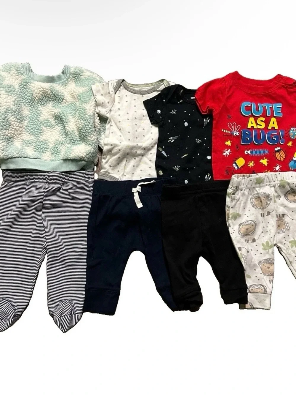 Baby Boy Clothing Lions Bugs Space Polka Dots Pants Size 0-3 Months